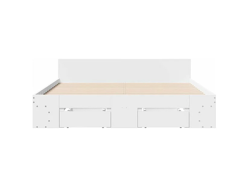 Cadre de lit avec tiroirs blanc 150x200 bois d'ingénierie