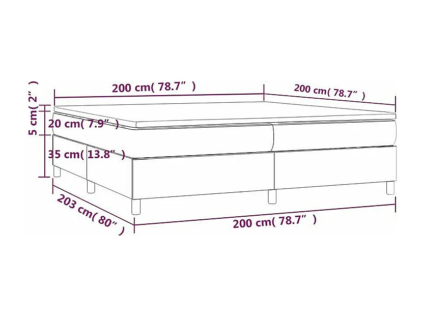 Sommier à lattes de lit avec matelas Gris clair 200x200 Tissu