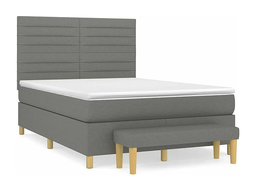 Sommier à lattes de lit avec matelas Gris foncé 140x200 Tissu