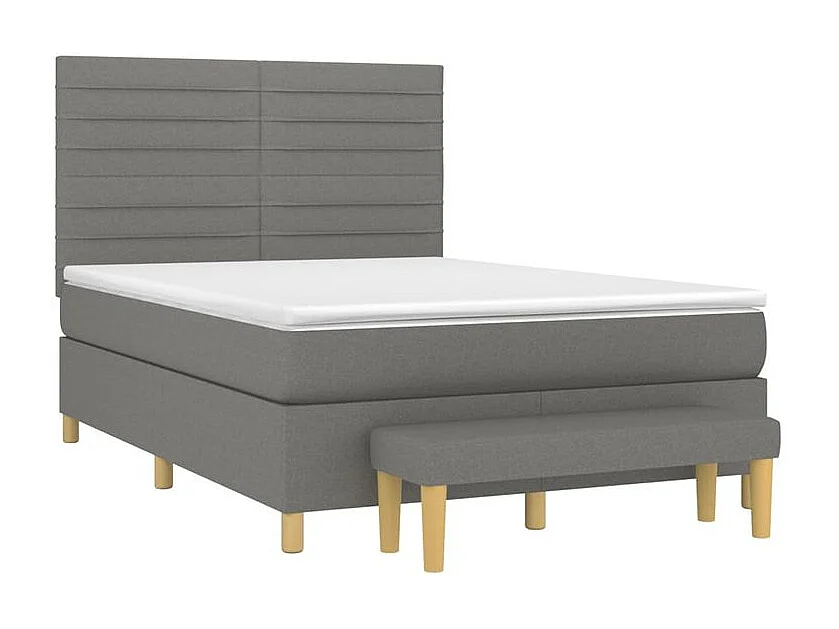 Sommier à lattes de lit avec matelas Gris foncé 140x200 Tissu