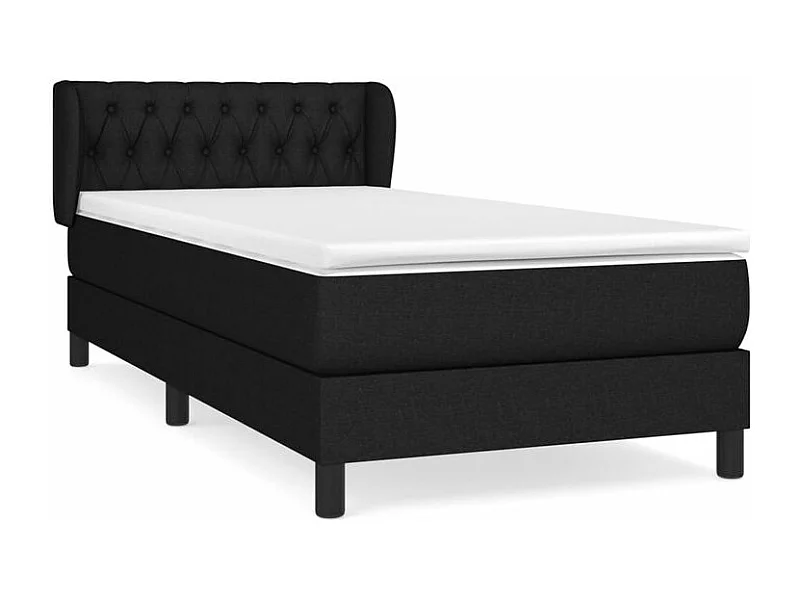 Sommier à lattes de lit avec matelas Noir 100x200 Tissu