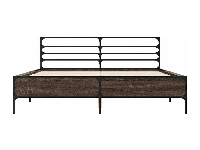 Cadre de lit chêne fumé 160x200 bois d'ingénierie et métal