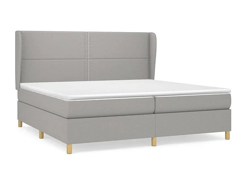 Sommier à lattes de lit avec matelas Gris clair 200x200 Tissu