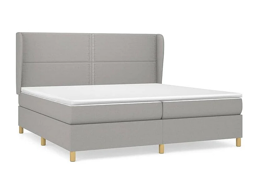Sommier à lattes de lit avec matelas Gris clair 200x200 Tissu