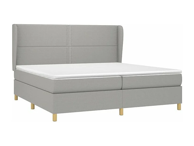 Sommier à lattes de lit avec matelas Gris clair 200x200 Tissu