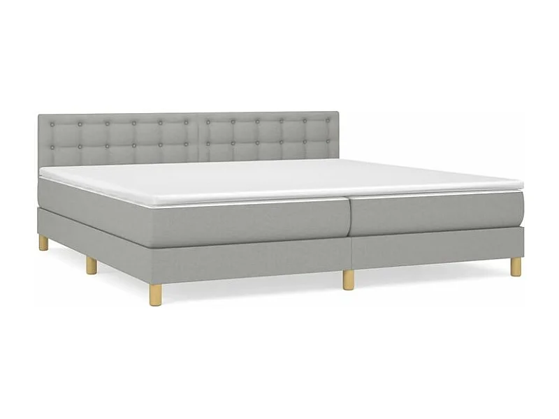 Sommier à lattes de lit avec matelas Gris clair 200x200 Tissu