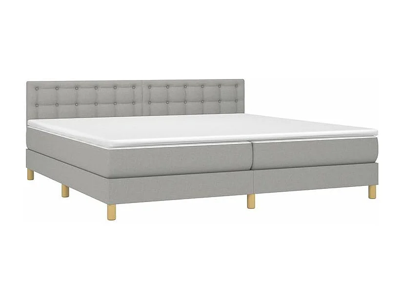 Sommier à lattes de lit avec matelas Gris clair 200x200 Tissu