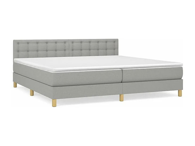 Sommier à lattes de lit avec matelas Gris clair 200x200 Tissu
