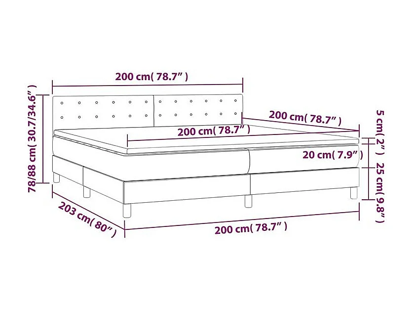 Sommier à lattes de lit avec matelas Gris clair 200x200 Tissu