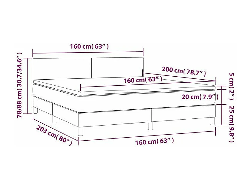 Sommier à lattes de lit matelas LED Gris clair 160x200 Tissu