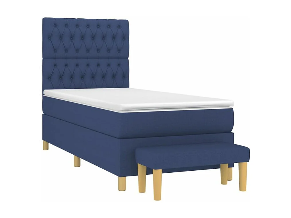 Sommier à lattes de lit avec matelas Bleu 90x190 Tissu