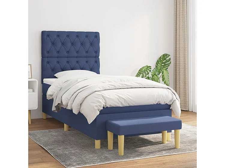Sommier à lattes de lit avec matelas Bleu 80x200 Tissu