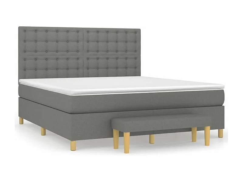 Sommier à lattes de lit avec matelas Gris foncé 160x200 Tissu