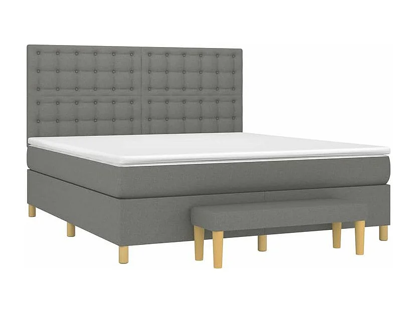 Sommier à lattes de lit avec matelas Gris foncé 160x200 Tissu