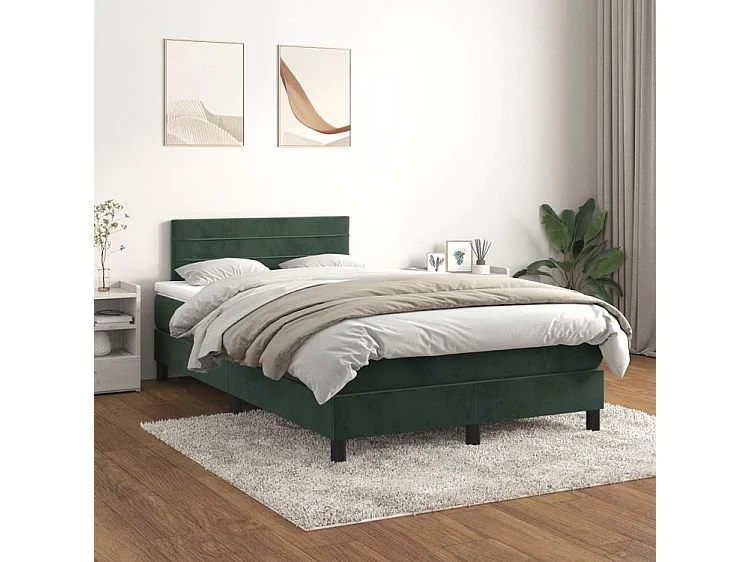 Sommier à lattes de lit et matelas Vert foncé 120x200 Velours