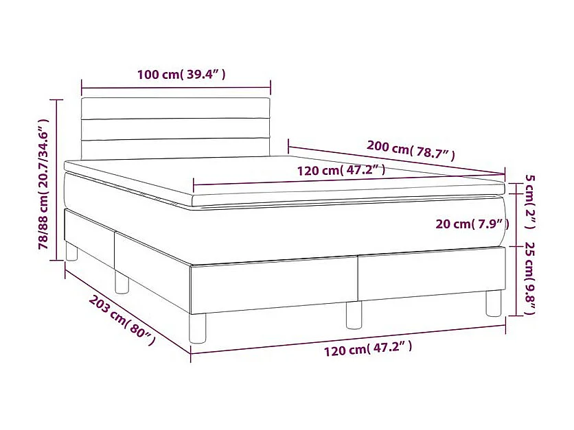 Sommier à lattes de lit et matelas Vert foncé 120x200 Velours