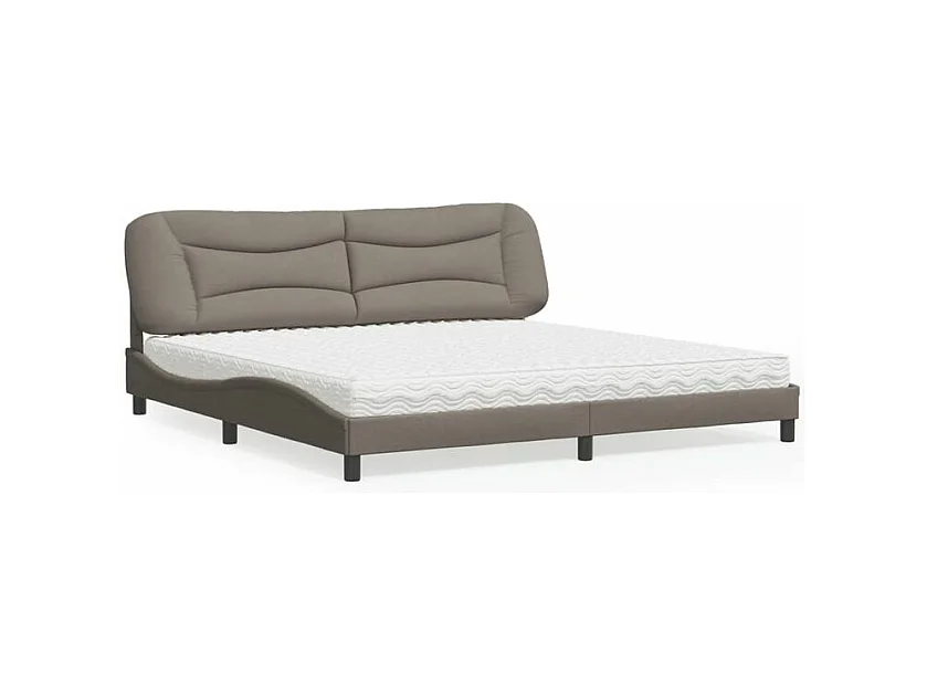 Lit avec matelas taupe 200x200 tissu