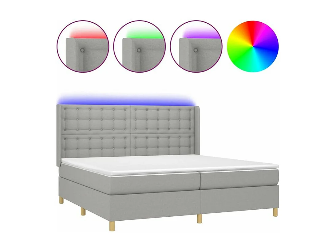 Sommier à lattes de lit matelas LED Gris clair 200x200 Tissu