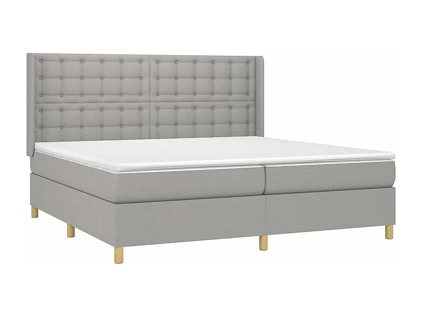 Sommier à lattes de lit matelas LED Gris clair 200x200 Tissu