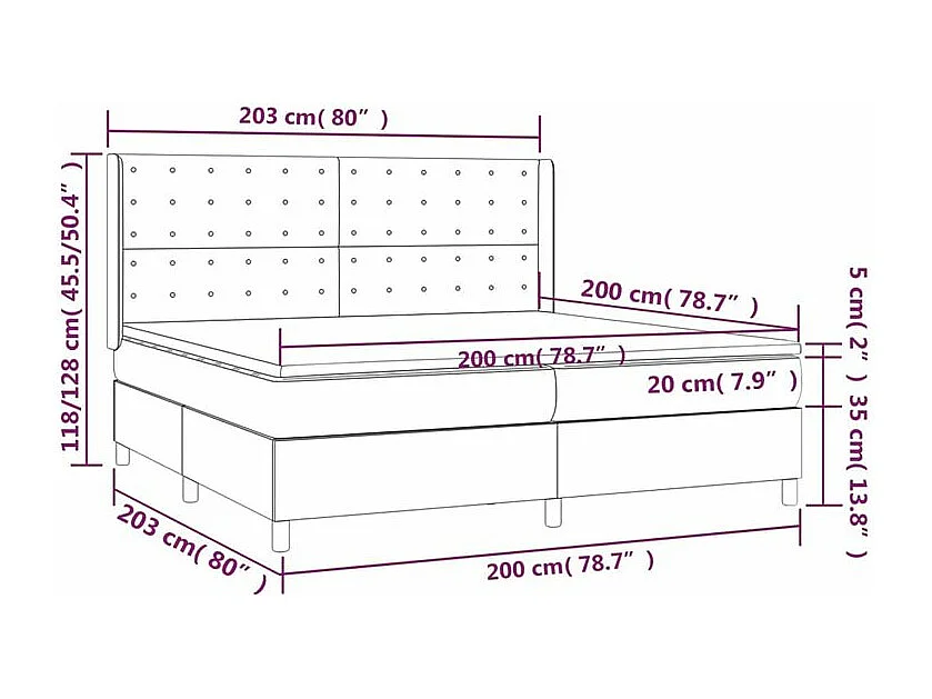 Sommier à lattes de lit matelas LED Gris clair 200x200 Tissu
