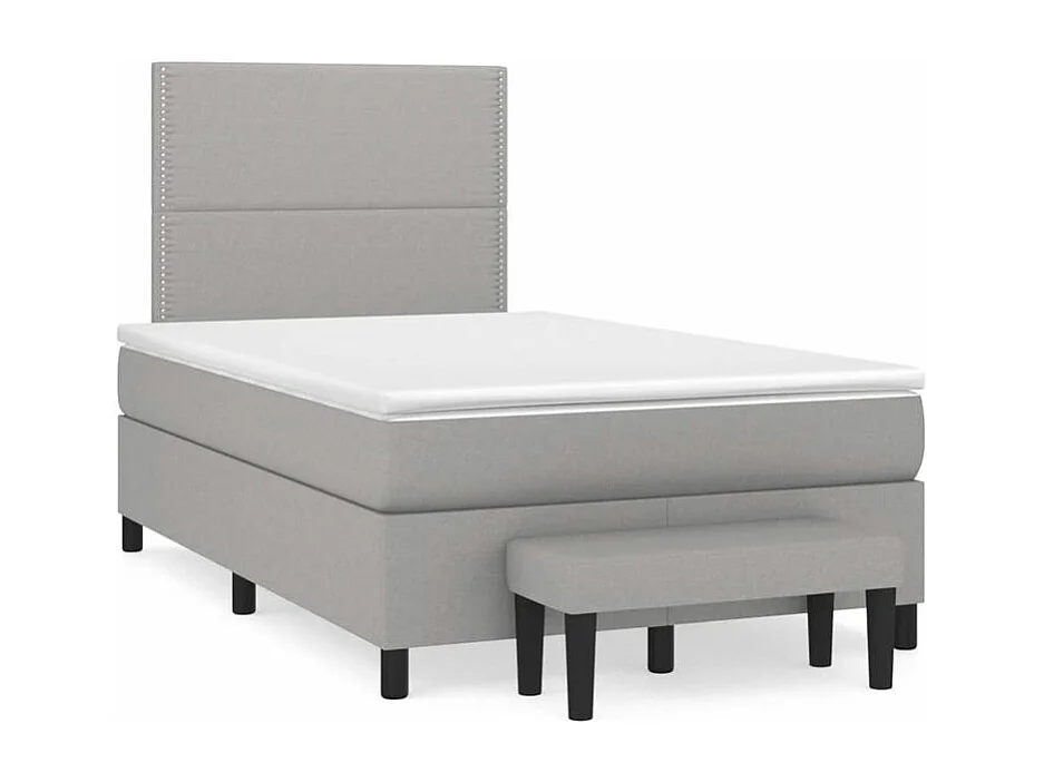 Sommier à lattes de lit avec matelas Gris clair 120x200 Tissu