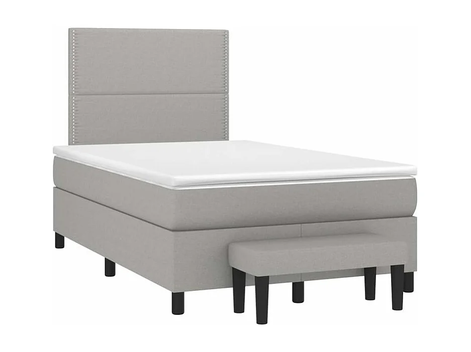 Sommier à lattes de lit avec matelas Gris clair 120x200 Tissu