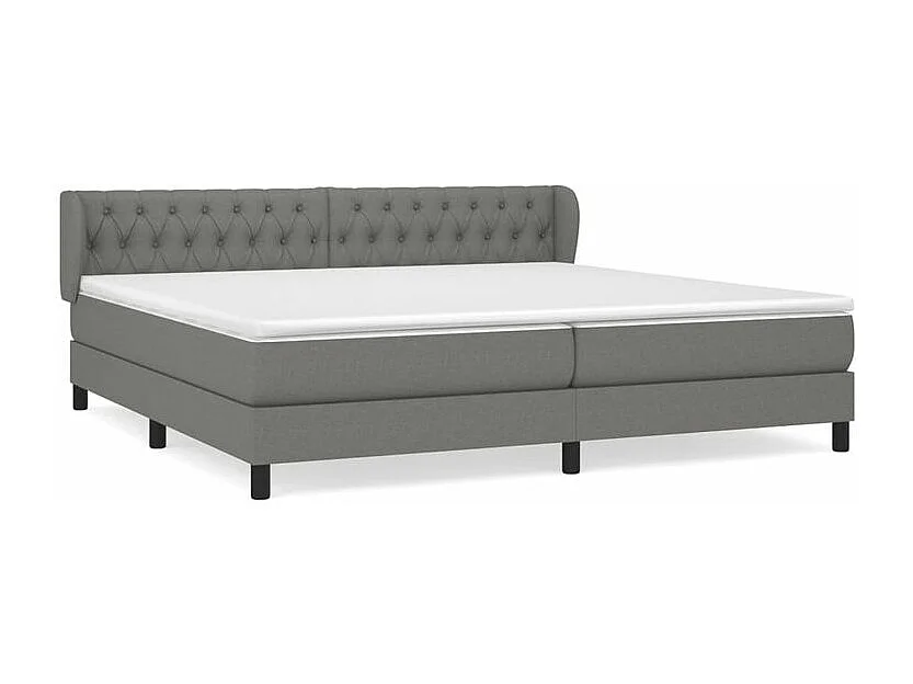 Sommier à lattes de lit avec matelas Gris foncé 200x200 Tissu