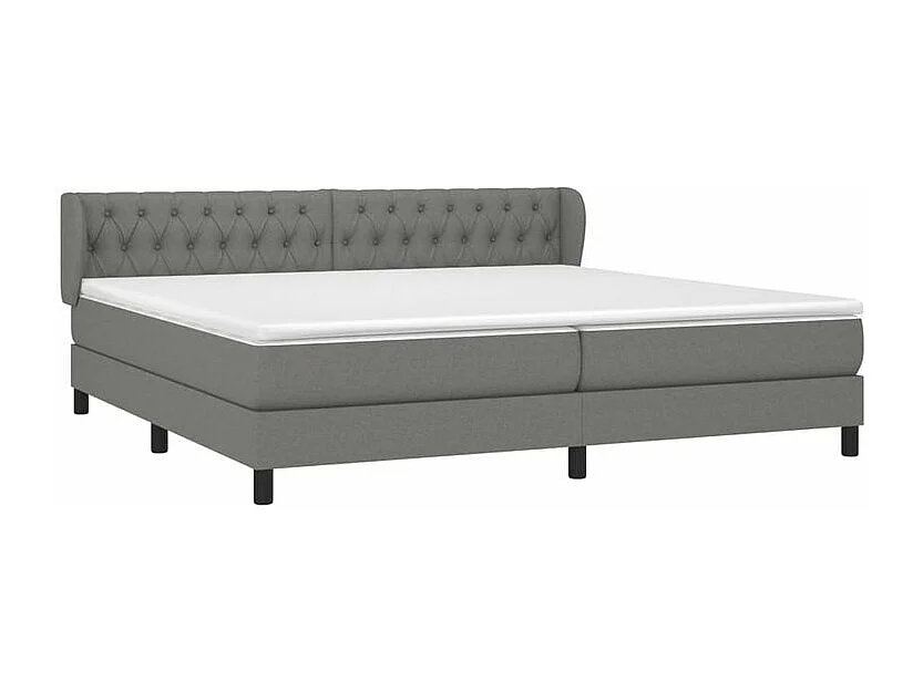 Sommier à lattes de lit avec matelas Gris foncé 200x200 Tissu