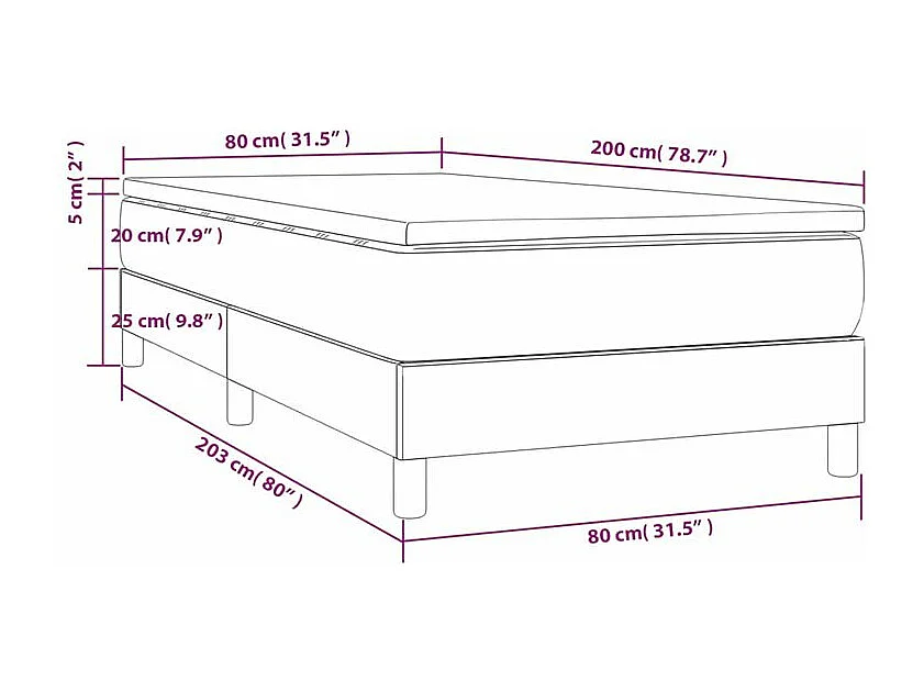 Sommier à lattes de lit avec matelas Gris 80x200 Similicuir