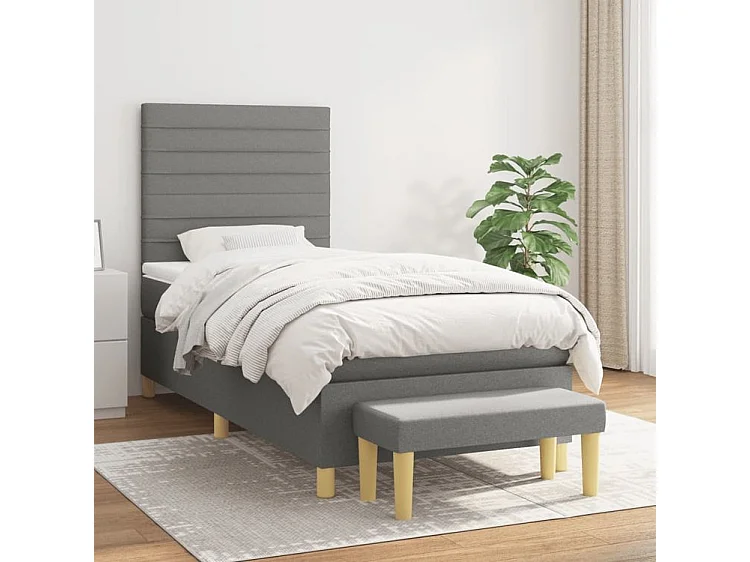 Sommier à lattes de lit avec matelas Gris foncé 80x200 Tissu