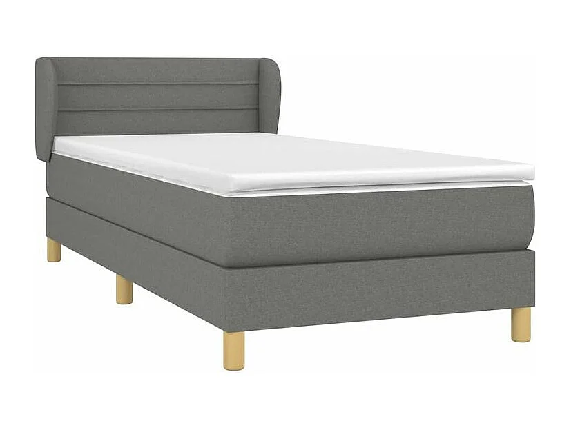 Sommier à lattes de lit avec matelas Gris foncé 100x200 Tissu