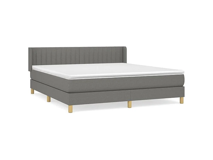 Sommier à lattes de lit avec matelas Gris foncé 160x200 Tissu