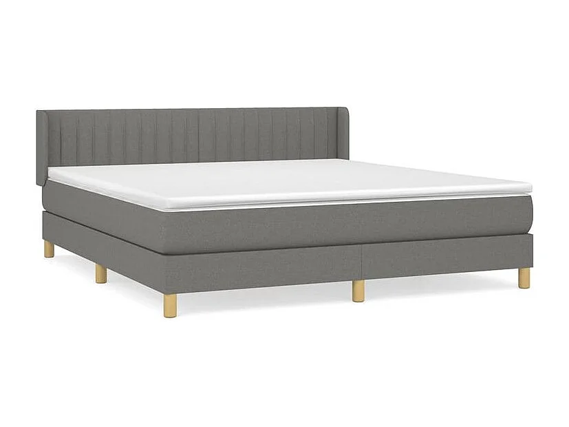 Sommier à lattes de lit avec matelas Gris foncé 160x200 Tissu