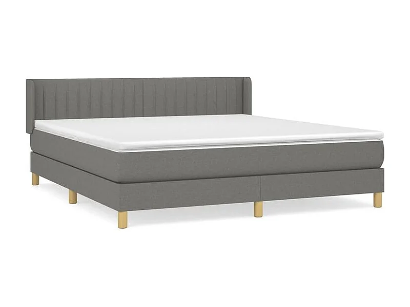 Sommier à lattes de lit avec matelas Gris foncé 160x200 Tissu