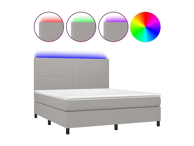 Sommier à lattes de lit et matelas et LED Gris clair 160x200