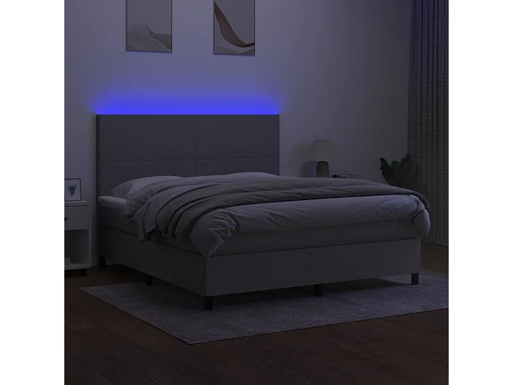 Sommier à lattes de lit et matelas et LED Gris clair 160x200
