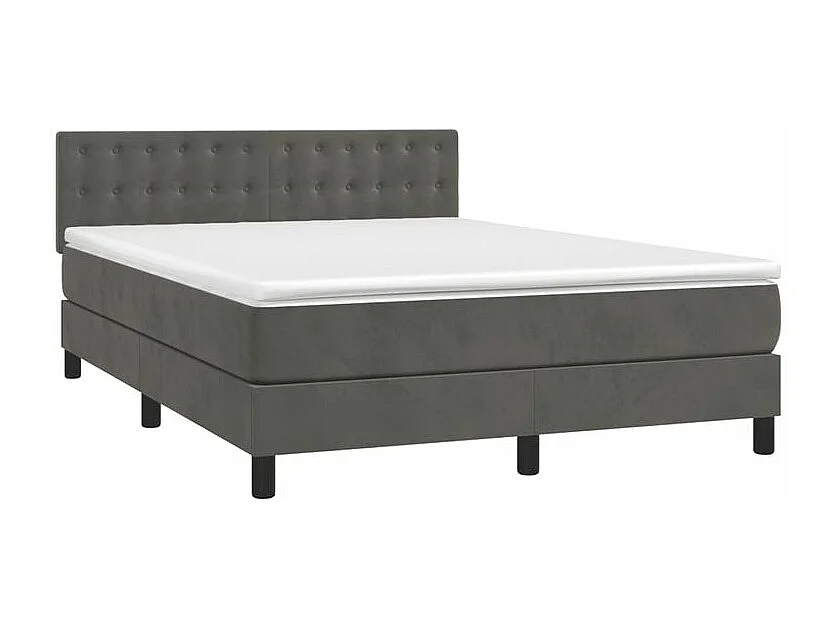 Sommier à lattes de lit et matelas Gris foncé 140x190 Velours