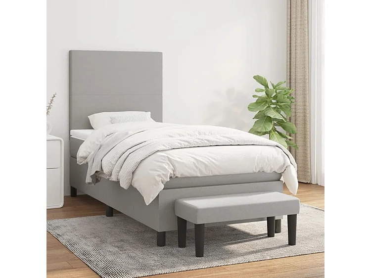 Sommier à lattes de lit avec matelas Gris clair 90x200 Tissu
