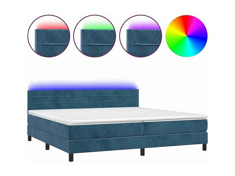 Sommier à lattes de lit avec matelas LED Bleu foncé 200x200