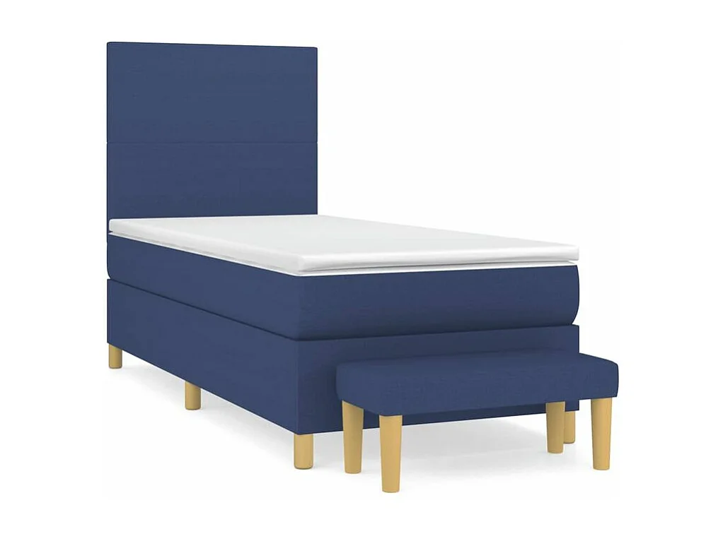 Sommier à lattes de lit avec matelas Bleu 90x200 Tissu