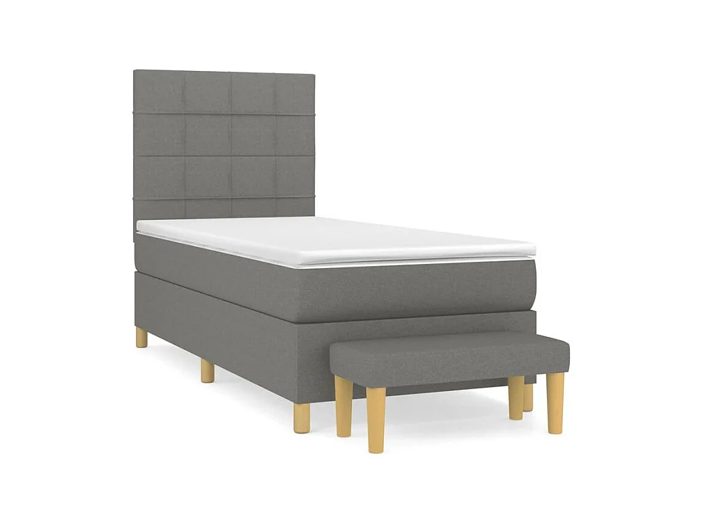 Sommier à lattes de lit et matelas Gris foncé 90x190 Tissu