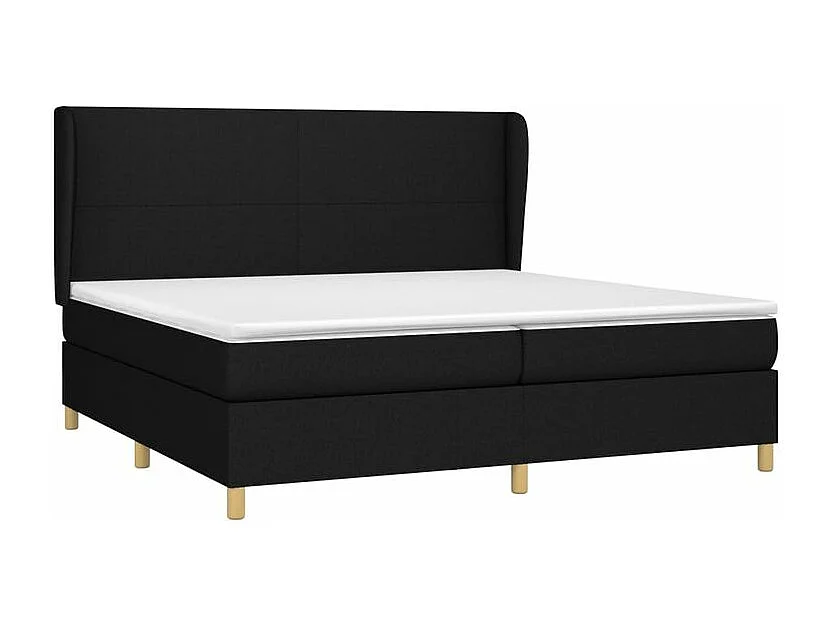 Sommier à lattes de lit avec matelas Noir 200x200 Tissu