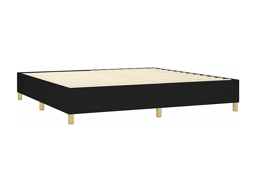 Sommier à lattes de lit avec matelas Noir 200x200 Tissu