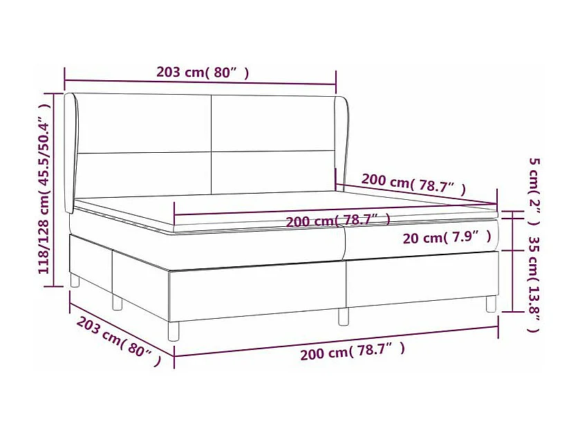 Sommier à lattes de lit avec matelas Noir 200x200 Tissu