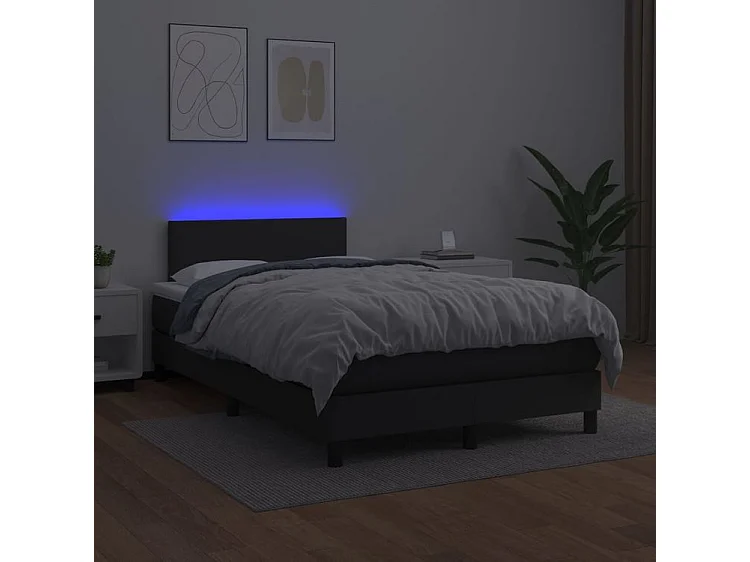 Sommier à lattes de lit avec matelas et LED Noir 120x200
