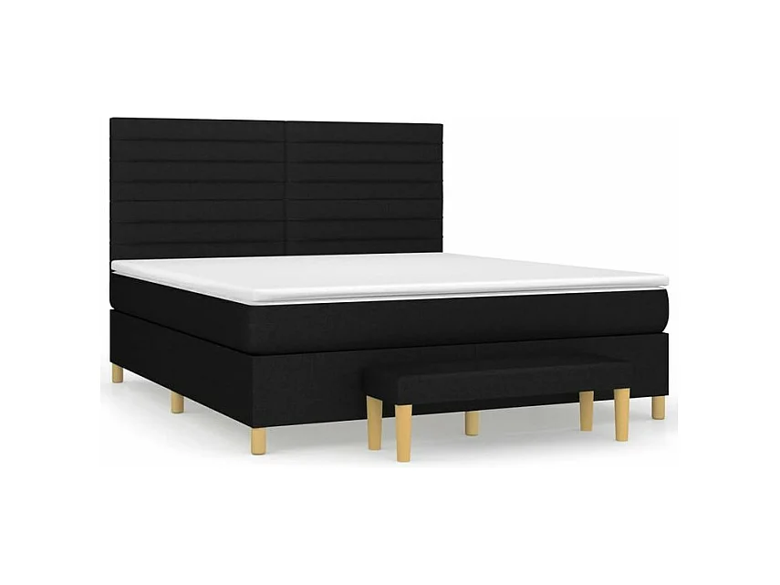 Sommier à lattes de lit avec matelas Noir 180x200 Tissu