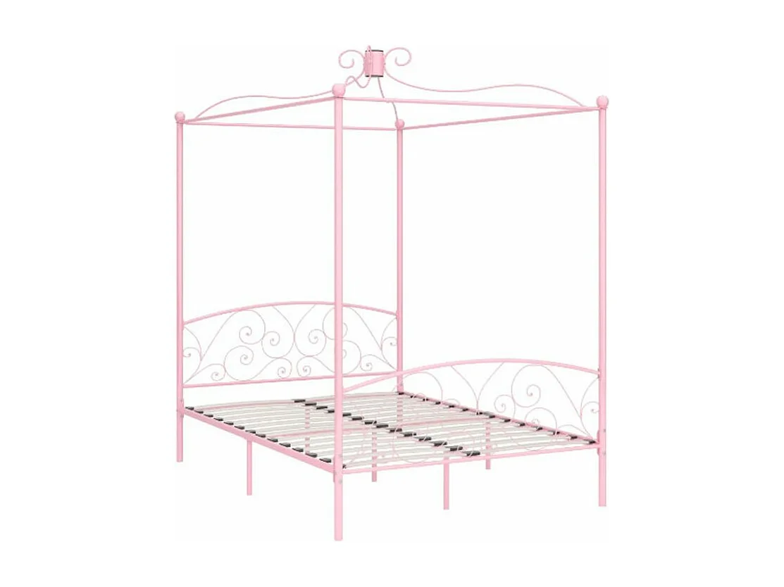 Lit à baldaquin métal rose Donkl 120x200