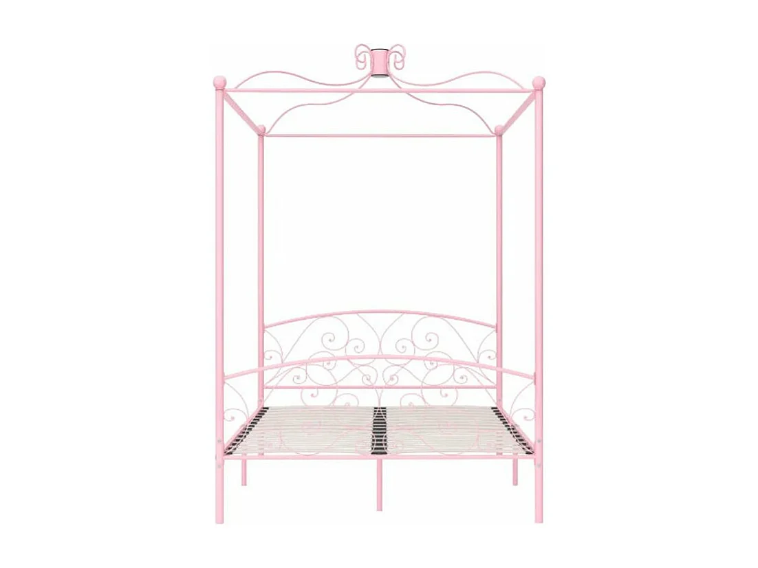 Lit à baldaquin métal rose Donkl 120x200