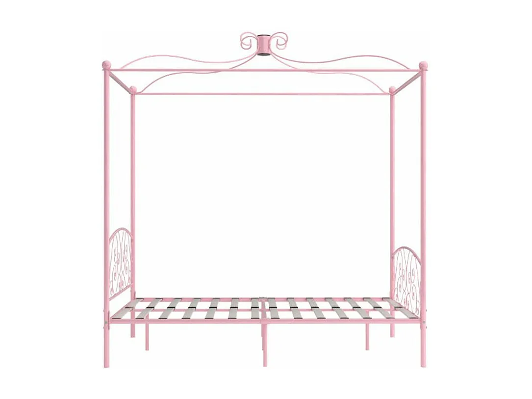 Lit à baldaquin métal rose Donkl 120x200