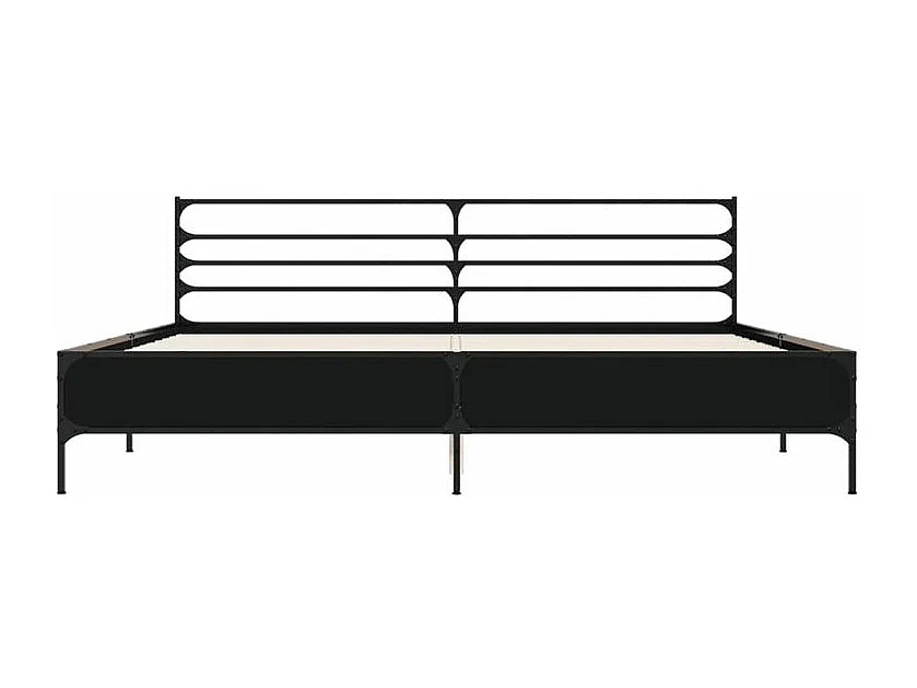 Cadre de lit noir 200x200 bois d'ingénierie et métal